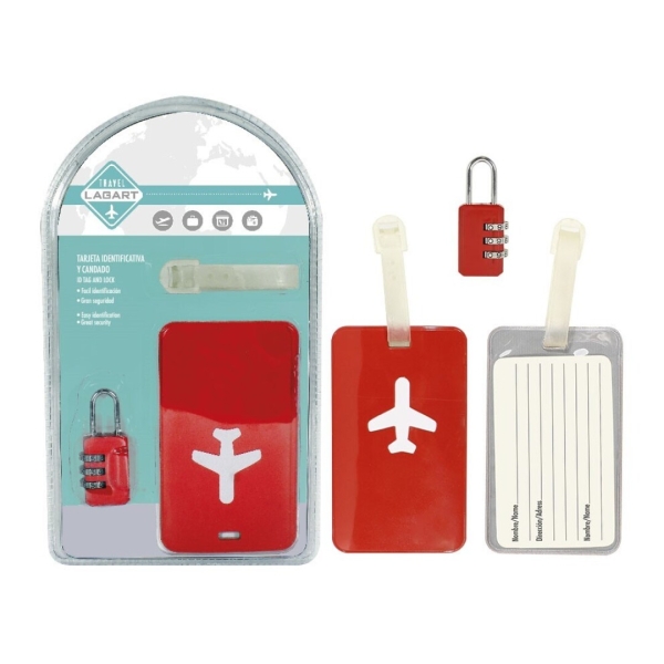 Lagart pack con tarjeta identificativa y candado de combinacion