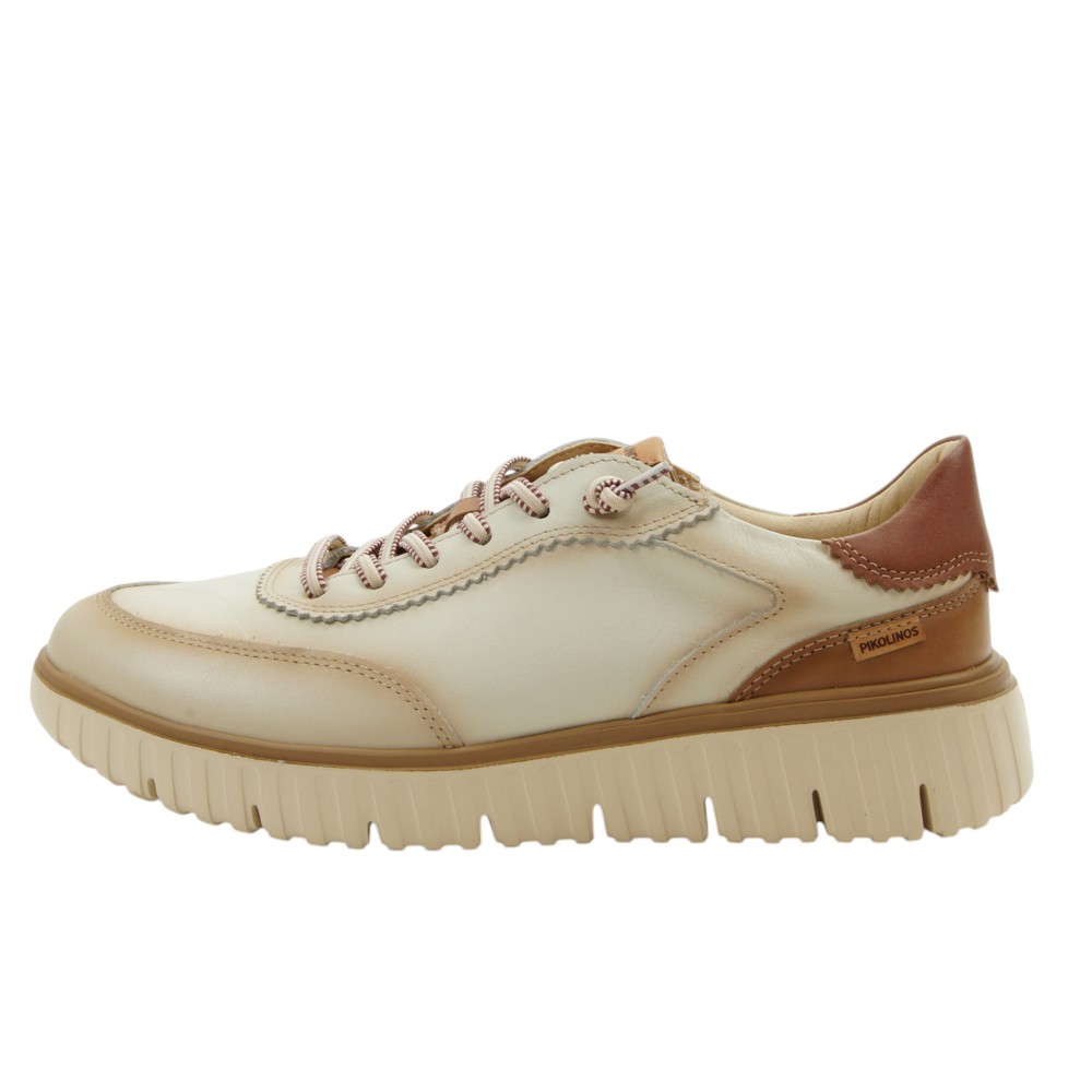 Pikolinos mod. 6884 zapato casual para mujer en piel natural, cordón elástico