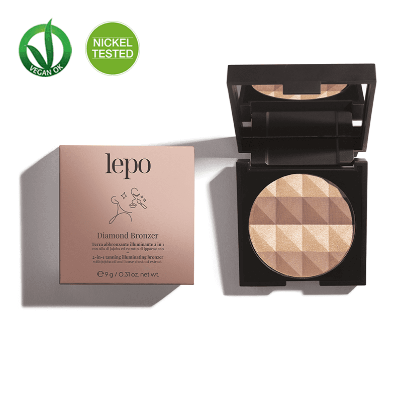 ✨ LEPO DIAMOND Bronzer 2 en 1 🌞 Tierra Bronceadora + Iluminador Natural Vegano | Tonos 20 Gold y 21 Bronze | Glow Radiante Efecto Sun-Kissed 9g