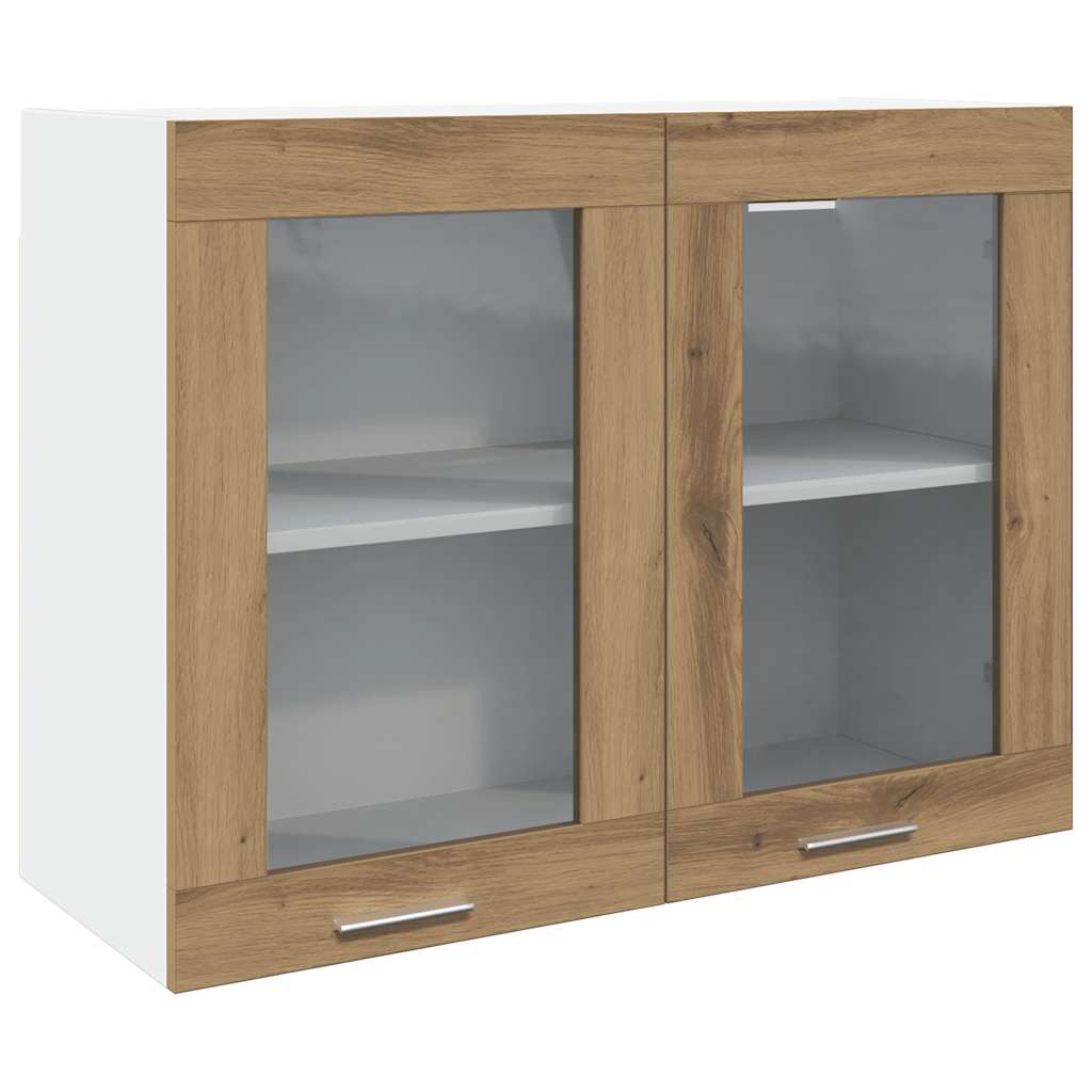 vidaXL Vitrina colgante "Lyon" roble artesanal 80x31x60 cm madera de ingeniería