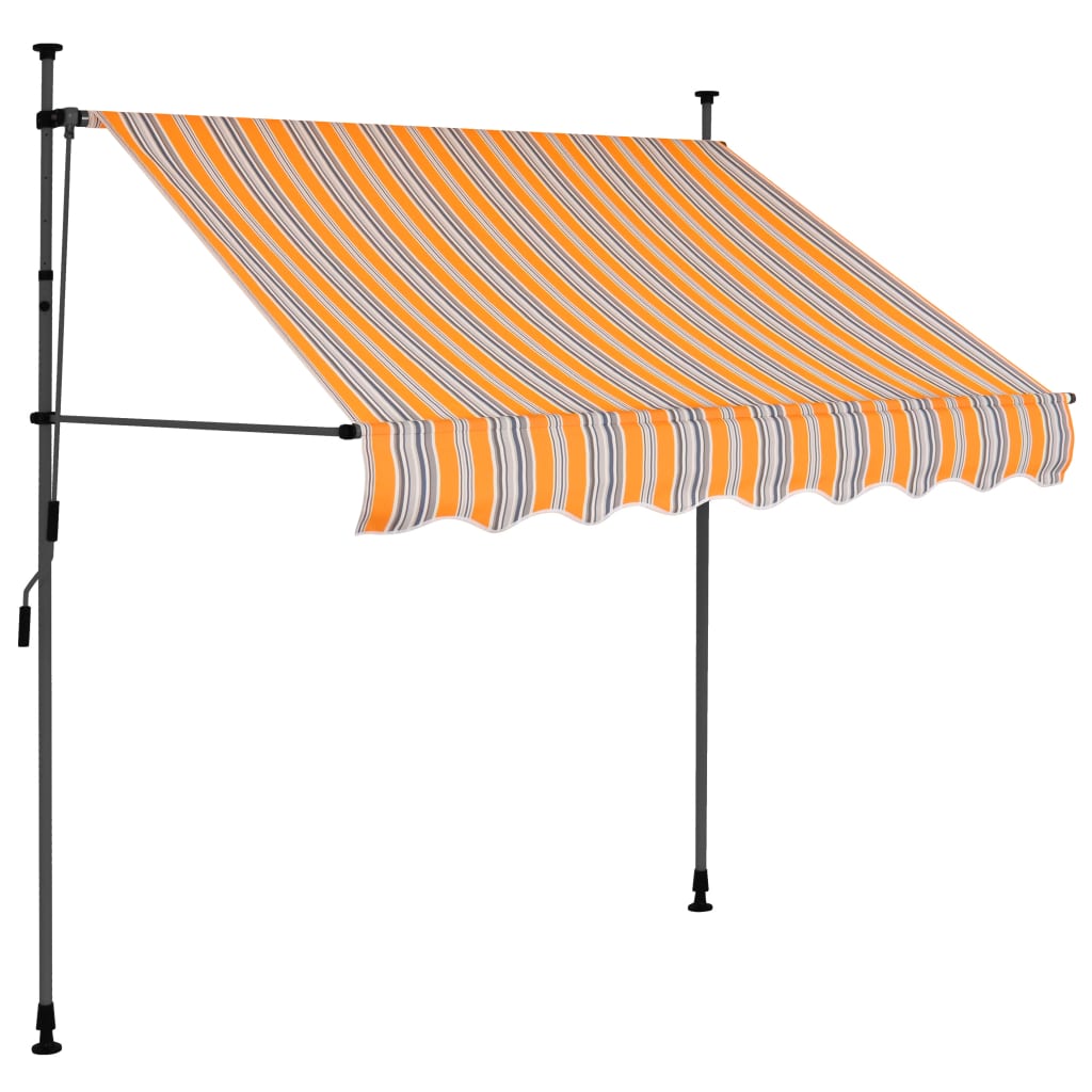 Vidaxl Toldo Manual Retráctil con LED 150 Cm Color Azul, Amarillo y Blanco Protección Rayos UV para Terraza Patio Exterior Jardín