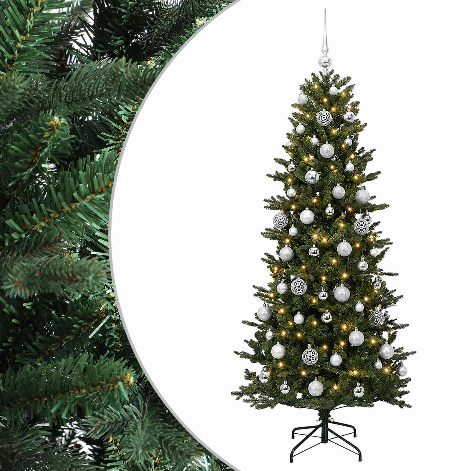 vidaXL Árbol de Navidad artificial con bolas 180 cm 300 LED