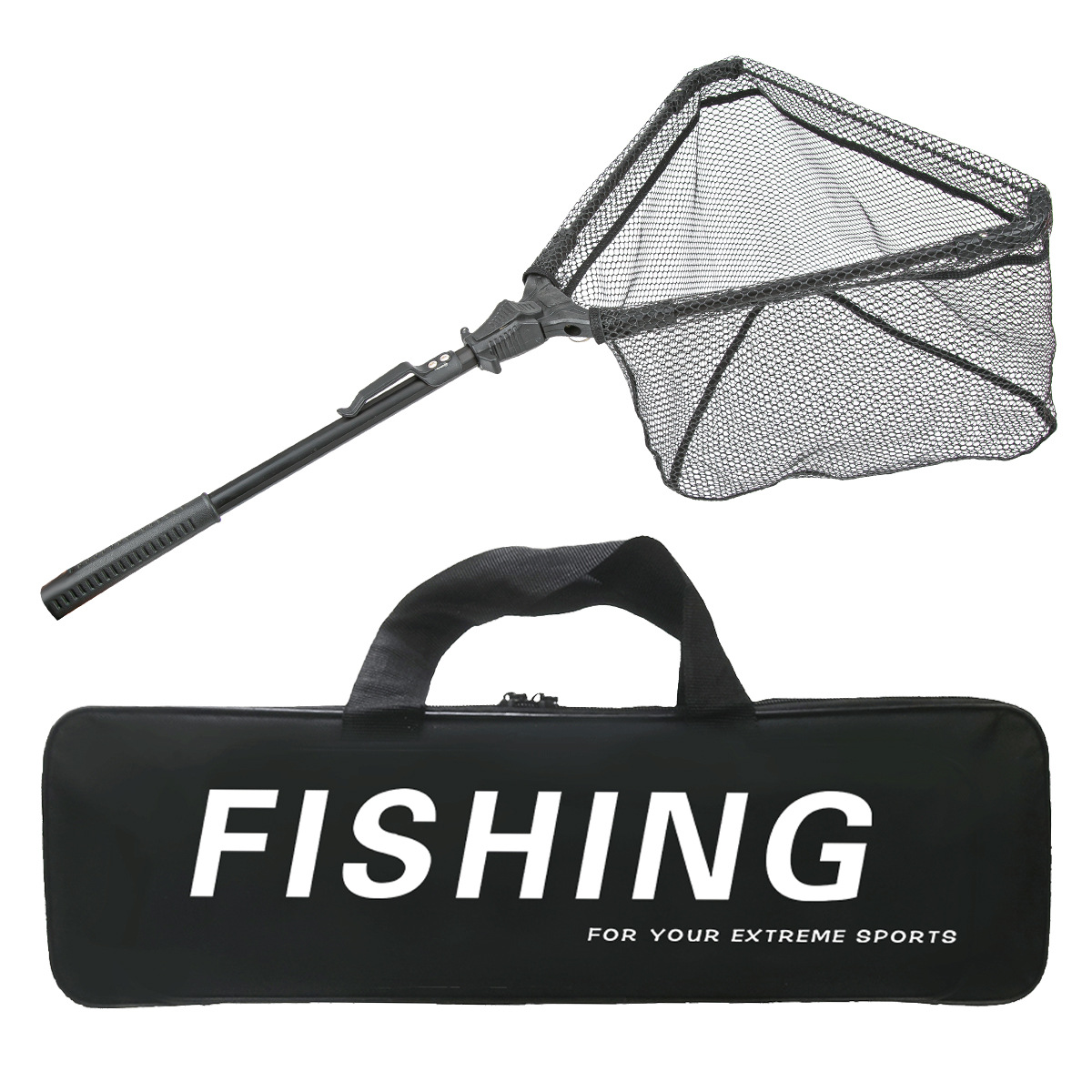 TK Red de mano plegable triangular extensible de aleación de aluminio para pesca con señuelos.