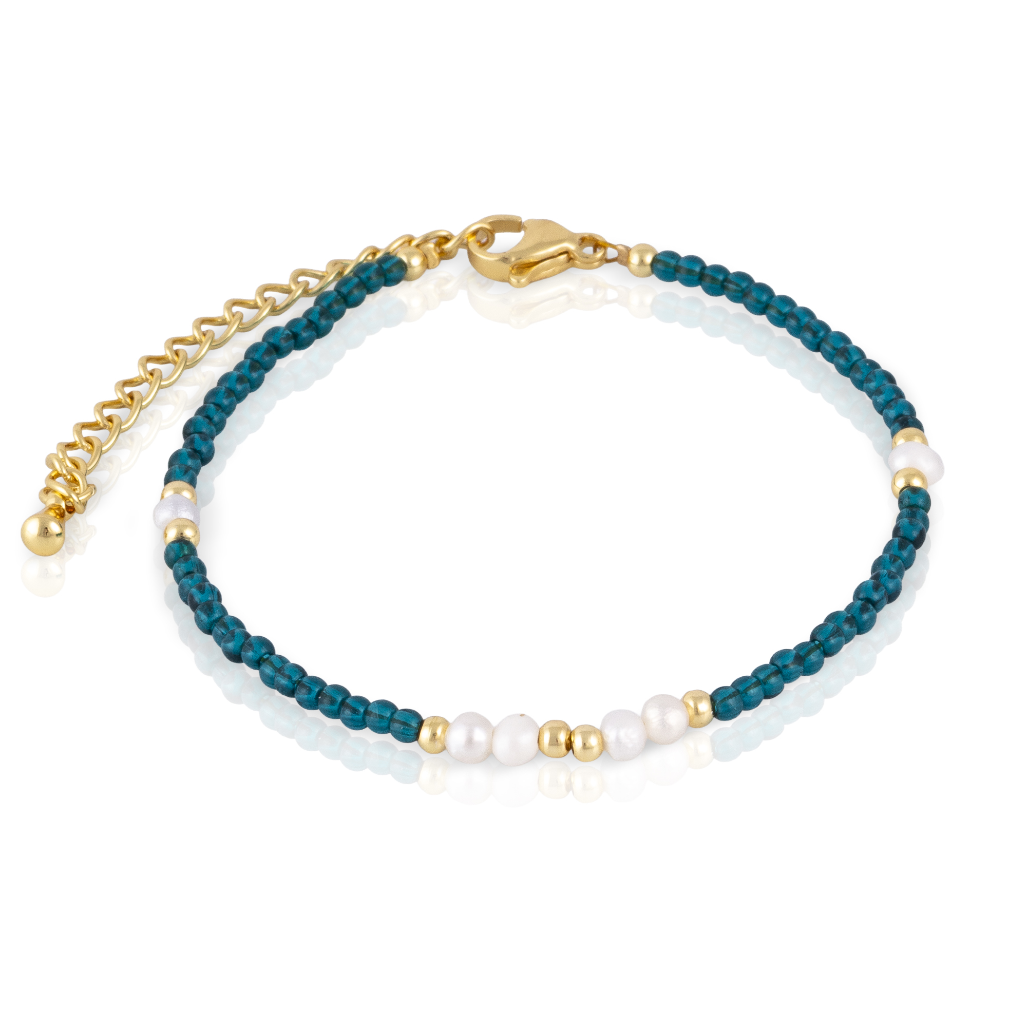 FIRENZE SILVER Pulsera de fosfato azul y perlas naturales con cierre de mosquetón. 0,3x0,3x22 Cm. Color: Multicolor