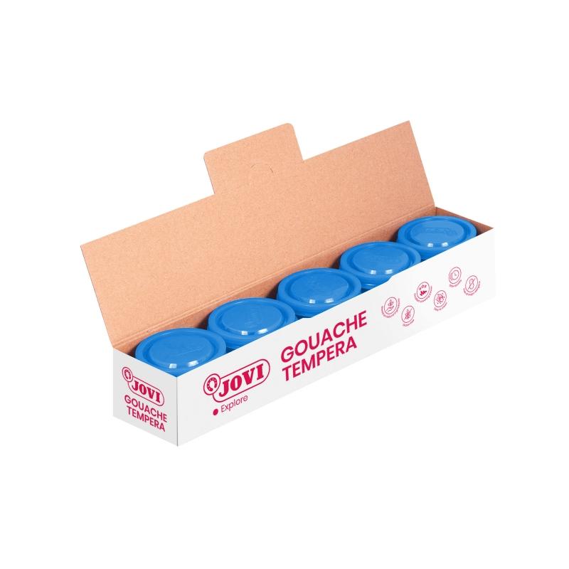 Jovi bote de tempera escolar - 35ml - colores mezclables - para papel, cartulina, madera, tela, pasta de modelar y fango - uso con pincel, rodillo o espatula - color azul (5 uds)