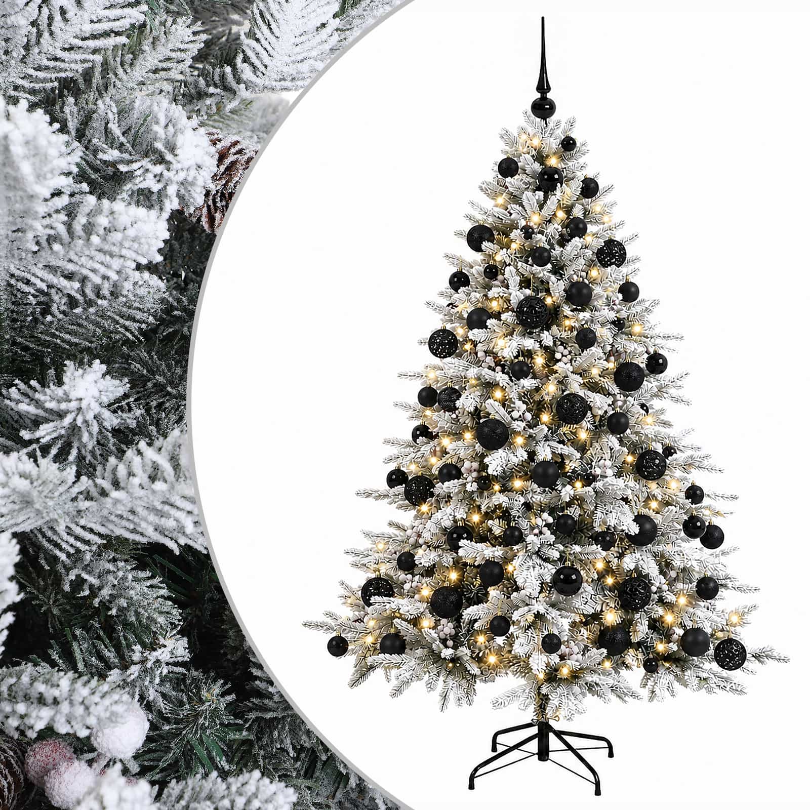 vidaXL Árbol de Navidad artificial con bolas 210 cm 300 LED Multicolor