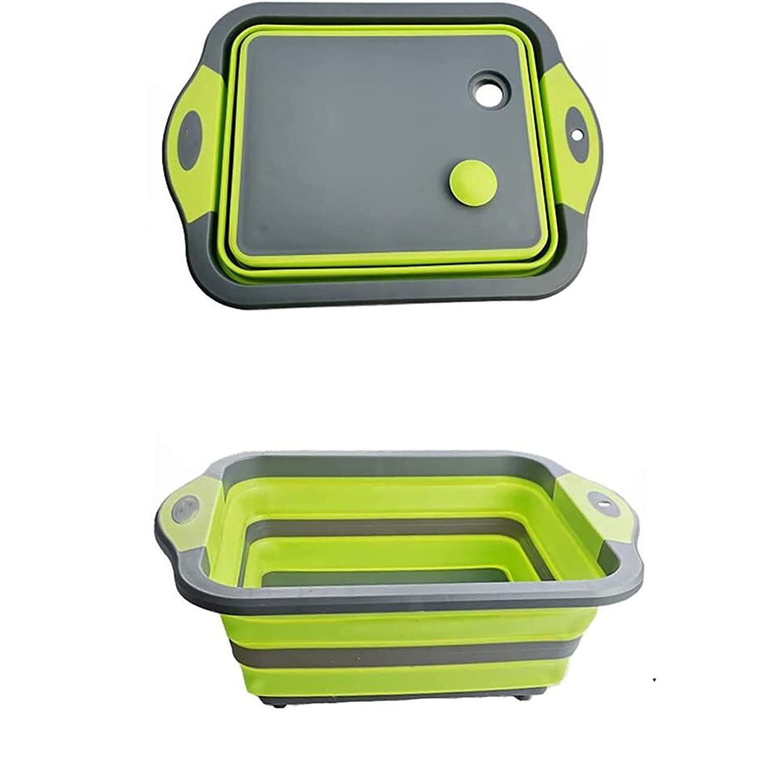 Vajilla de camping 3 en 1, accesorios de camping, tabla de Cortar de silicona