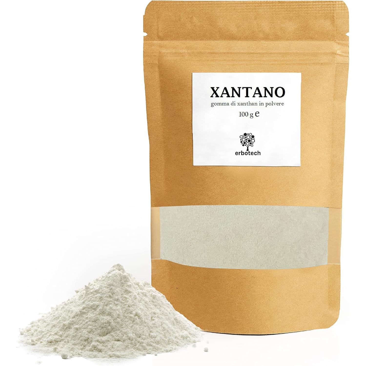Erbotech, Goma Xantana en Polvo, 100g, Expansive, 100% Pure y Vegan, Goma Xantana Sin Gluten, Apto para Cocina Molecular, Halal y Kosher, Ideal para Helados, Salsas, toppings y Masas, Made in Italy, Bolsa Resellable