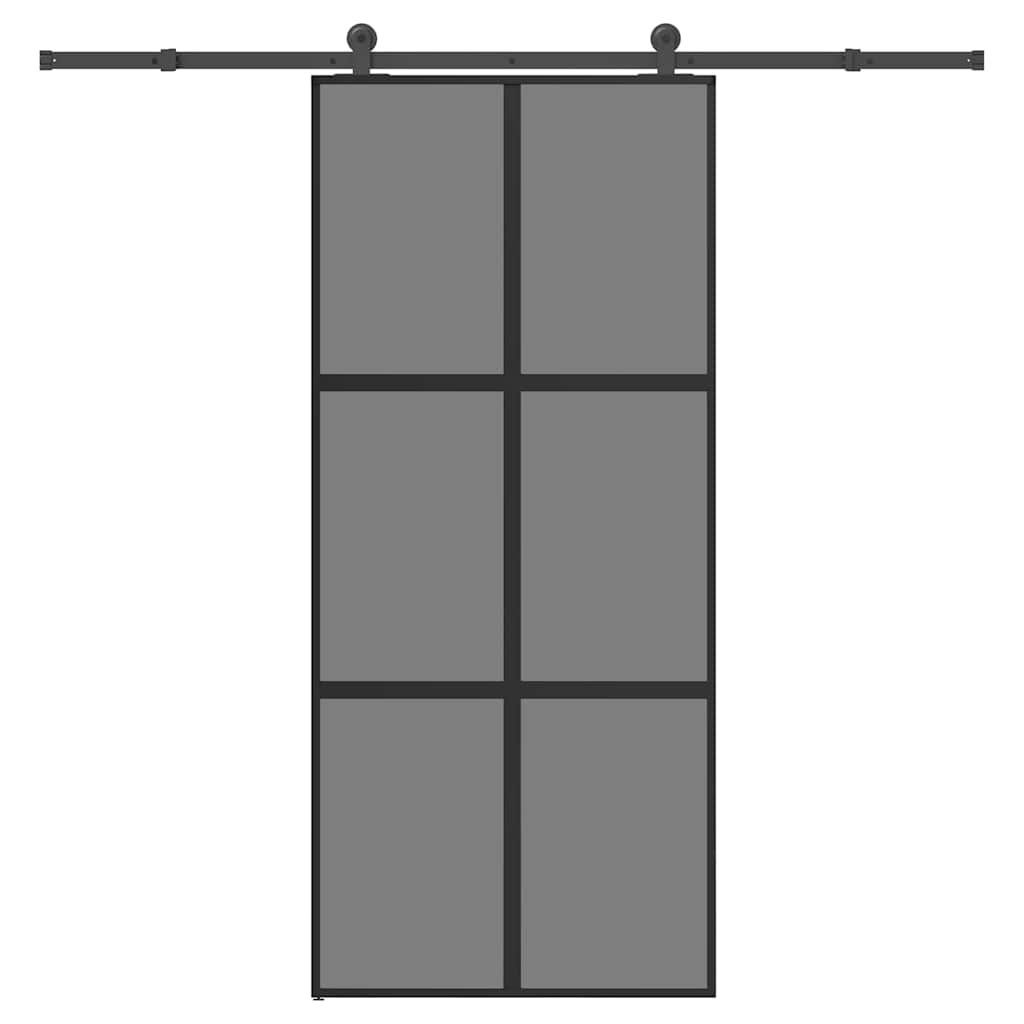 vidaXL Puerta corredera set herrajes vidrio templado aluminio 90x205cm