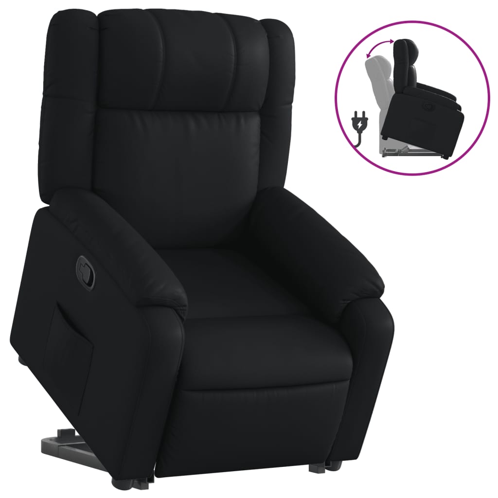 vidaXL Sillón reclinable elevable cuero artificial Negro, Crema, Sillon Dormitorio Sillon Comodos Silla Relax Sillón Sofá