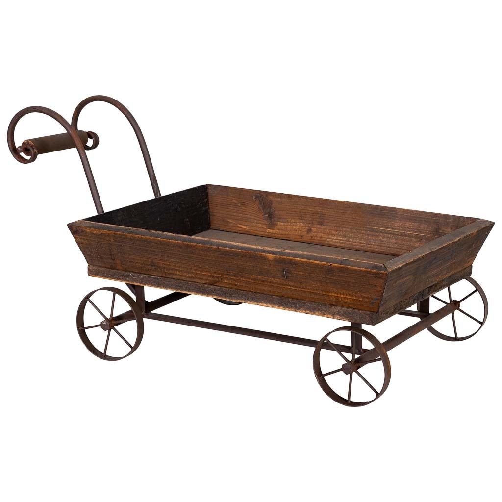 Wonderlust Deco - Carro expositor de madera y metal 65x35.5x31.5h cm Marrón 65x35.5x31.5h cm