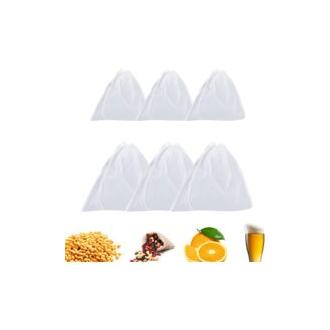 CA Bolsas de elaboración Sollbry (6 unidades), filtro para malta hirviendo, malla fina, para leche vegetal, con cordón para elaboración casera.