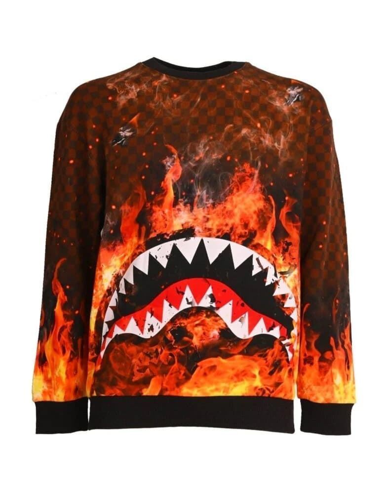 Sudadera Sprayground Shark on Fire CrewNeck Checkered SP379CHK