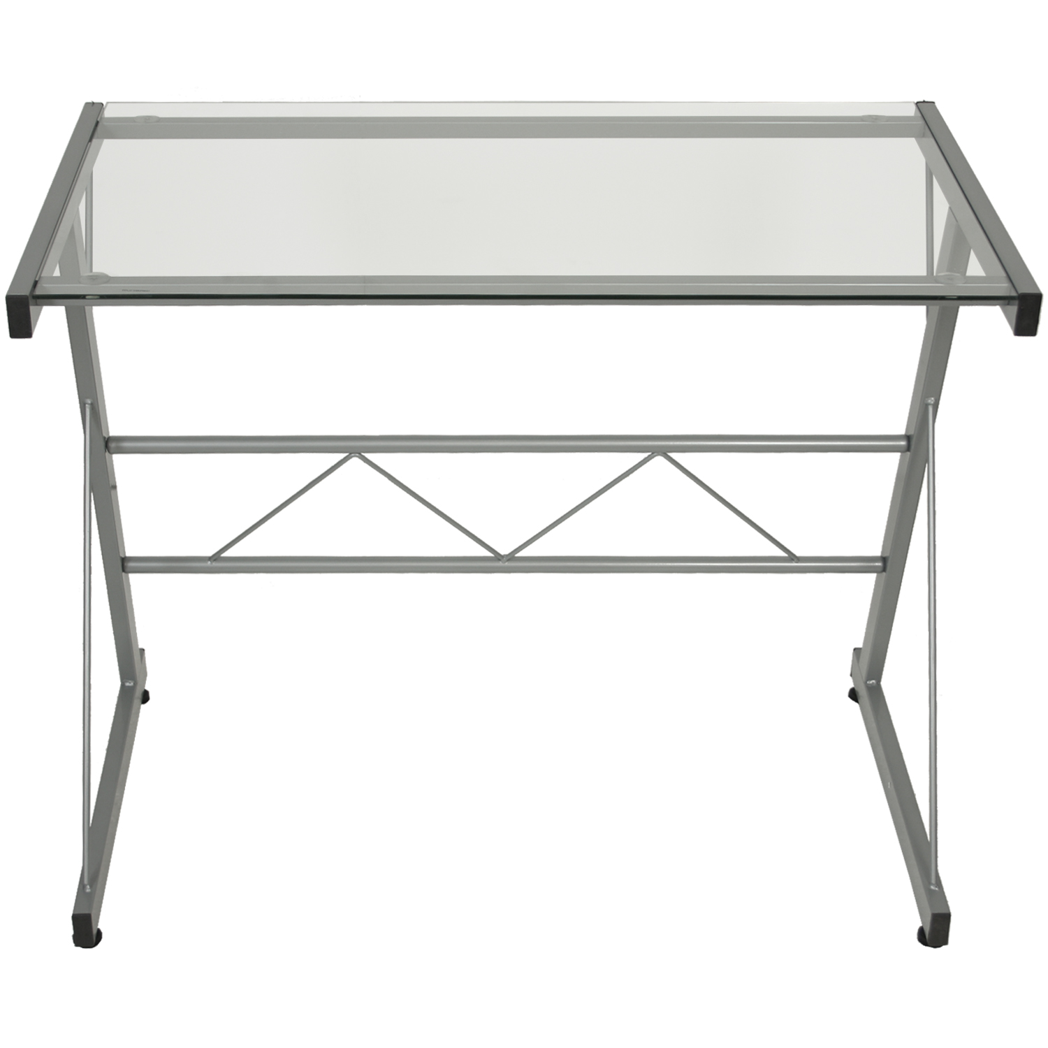 Mesa escritorio metal, cristal 90x50x72cm, cristal: 6mm