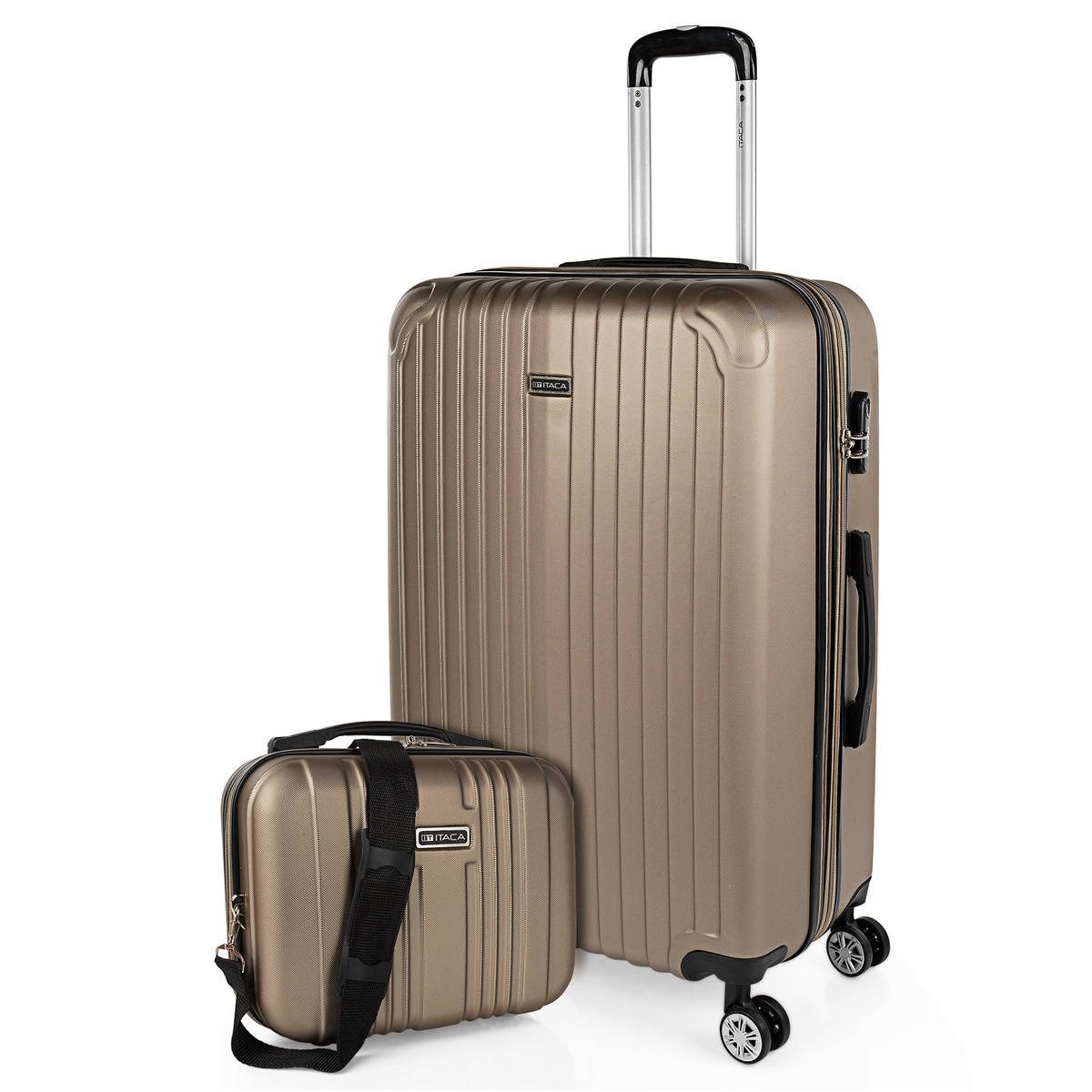 Itaca - Juego De Maletas De Viaje Ligeras 2 Pzs. Set Trolley ABS 4 Ruedas Grande + Neceser Rígidas. Conjunto Equipaje Avión. Candado Con Combinación T71570B