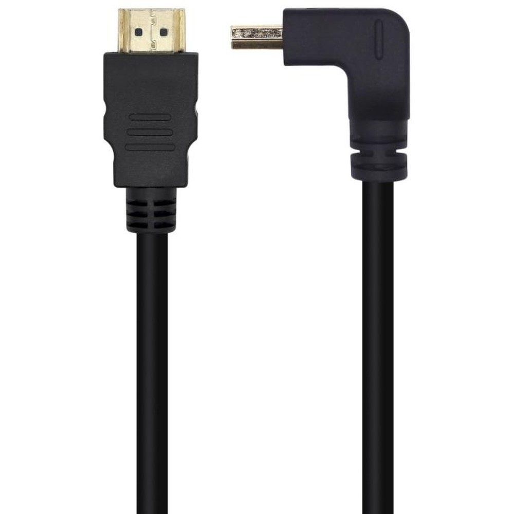 Aisens - Cable HDMI 2.0 macho/macho acodado 1m con conectores dorados 24K y cobre OFC para 4K 60Hz negro