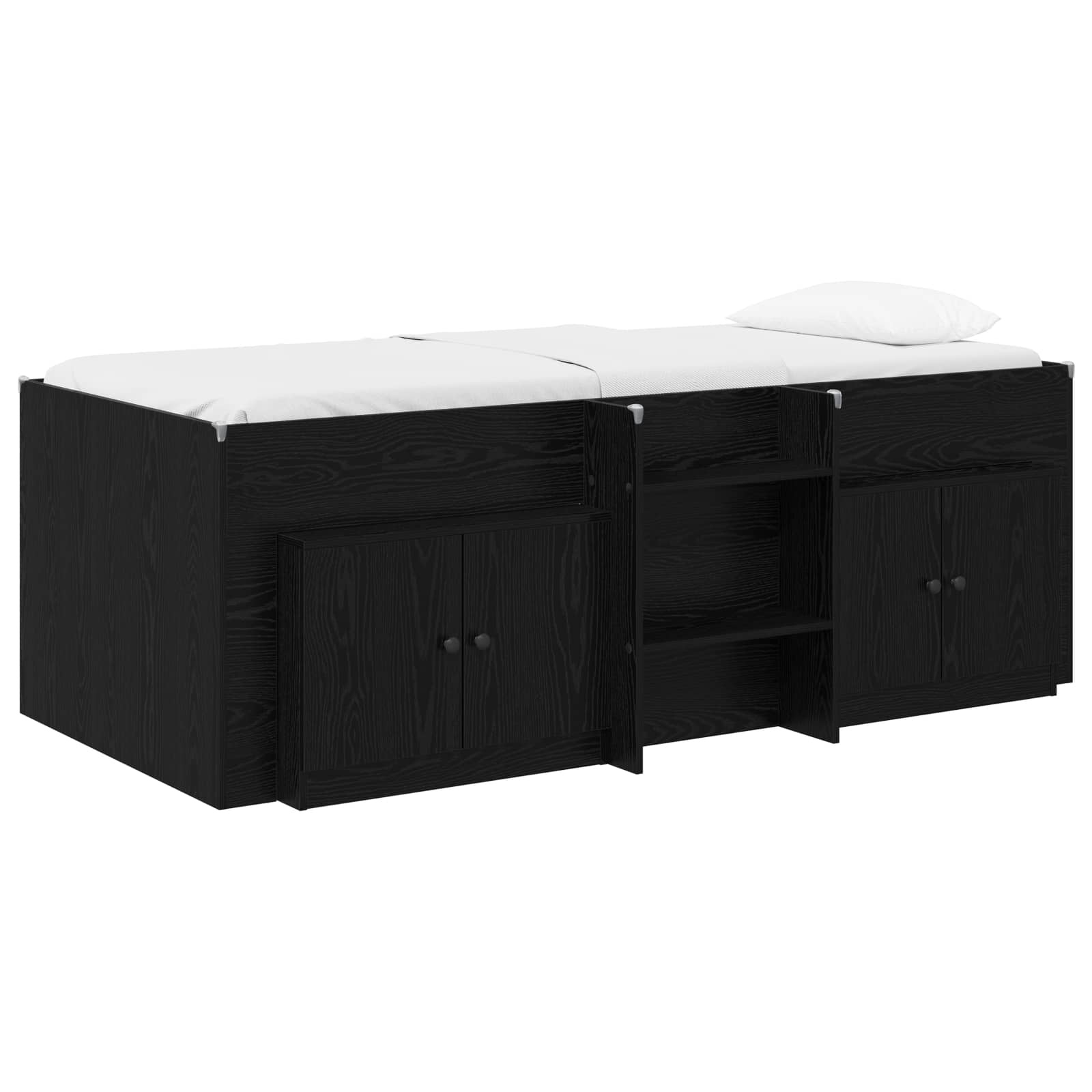 vidaXL Marco de cama loft con armario con almacenamiento 3 uds. 90 x 190 cm Multicolor
