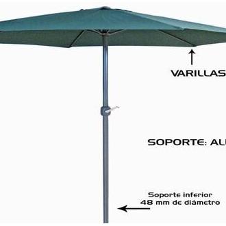 Sombrilla Gerimport Verde Poliéster Tubo Aluminio 38 Mm 2x3m - Protección Solar