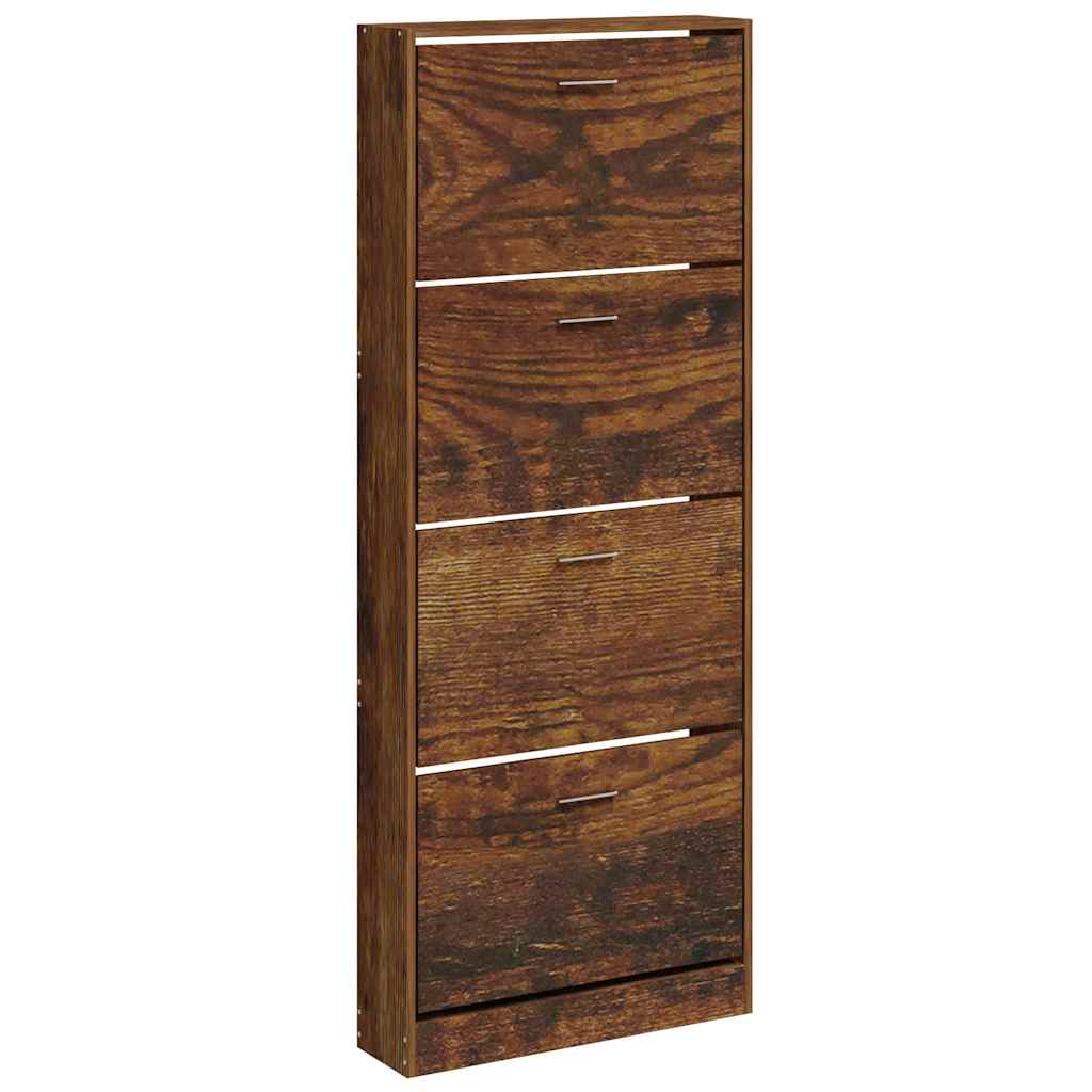 vidaXL Mueble zapatero madera contrachapada roble ahumado 59x17x150 cm