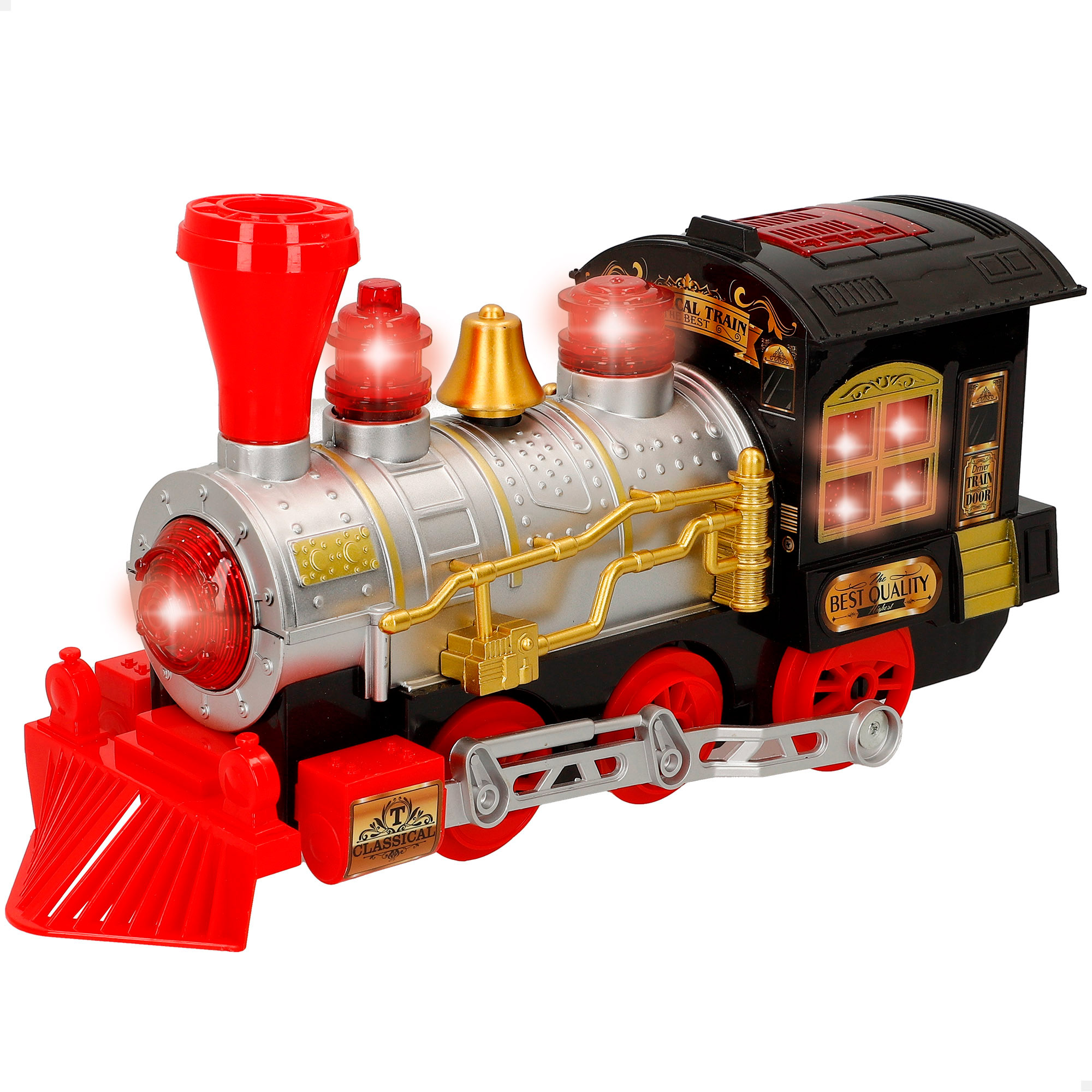 Speed & Go - Tren a vapor con luces y sonido, funciones realistas, chimenea funcional, locomotora juguete, diseño vintage, réplica realista, 4 pilas AA (no incluidas), juguetes para niños y niñas mayores de 6 años