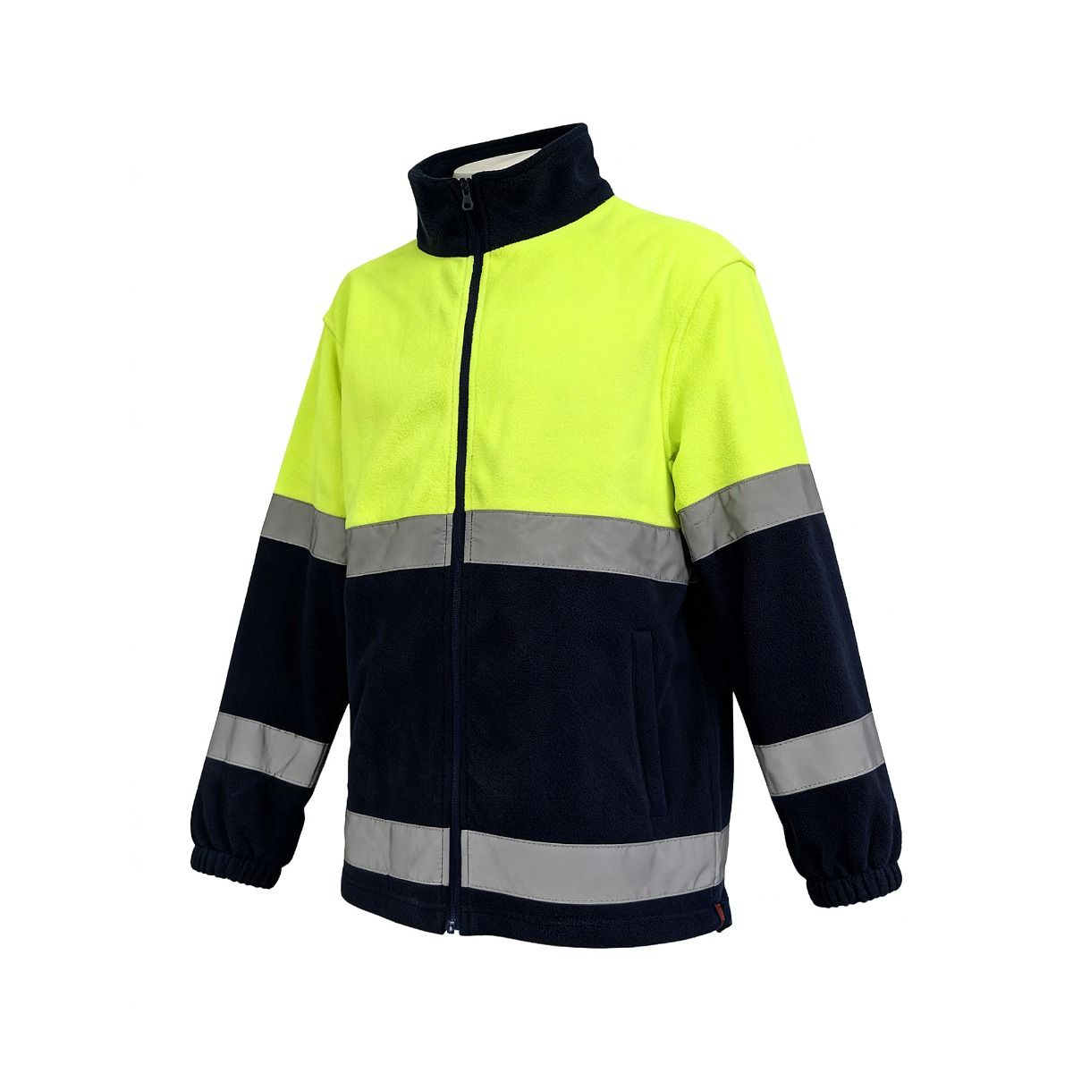 Forro Polar Reflectante Workfit | Amarillo/Azul, 280g, Anti-Frío, Cremallera, Cintas 360º, Tallas S a 3XL