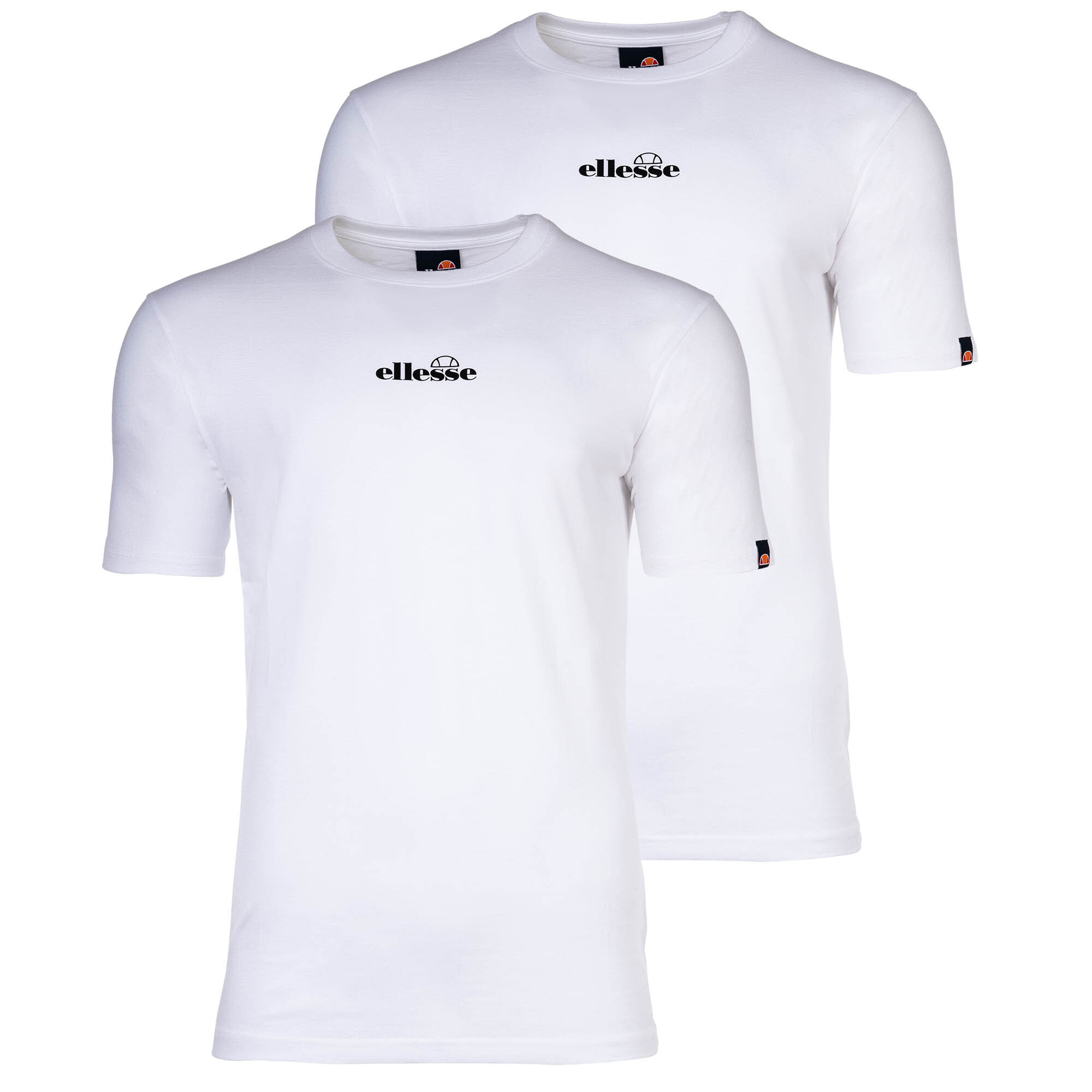 ellesse Camiseta para Hombre, OLLIO, Pack de 2 - Top, Algodón, Cuello Redondo, Corto, Logotipo, color sólido OLLIO