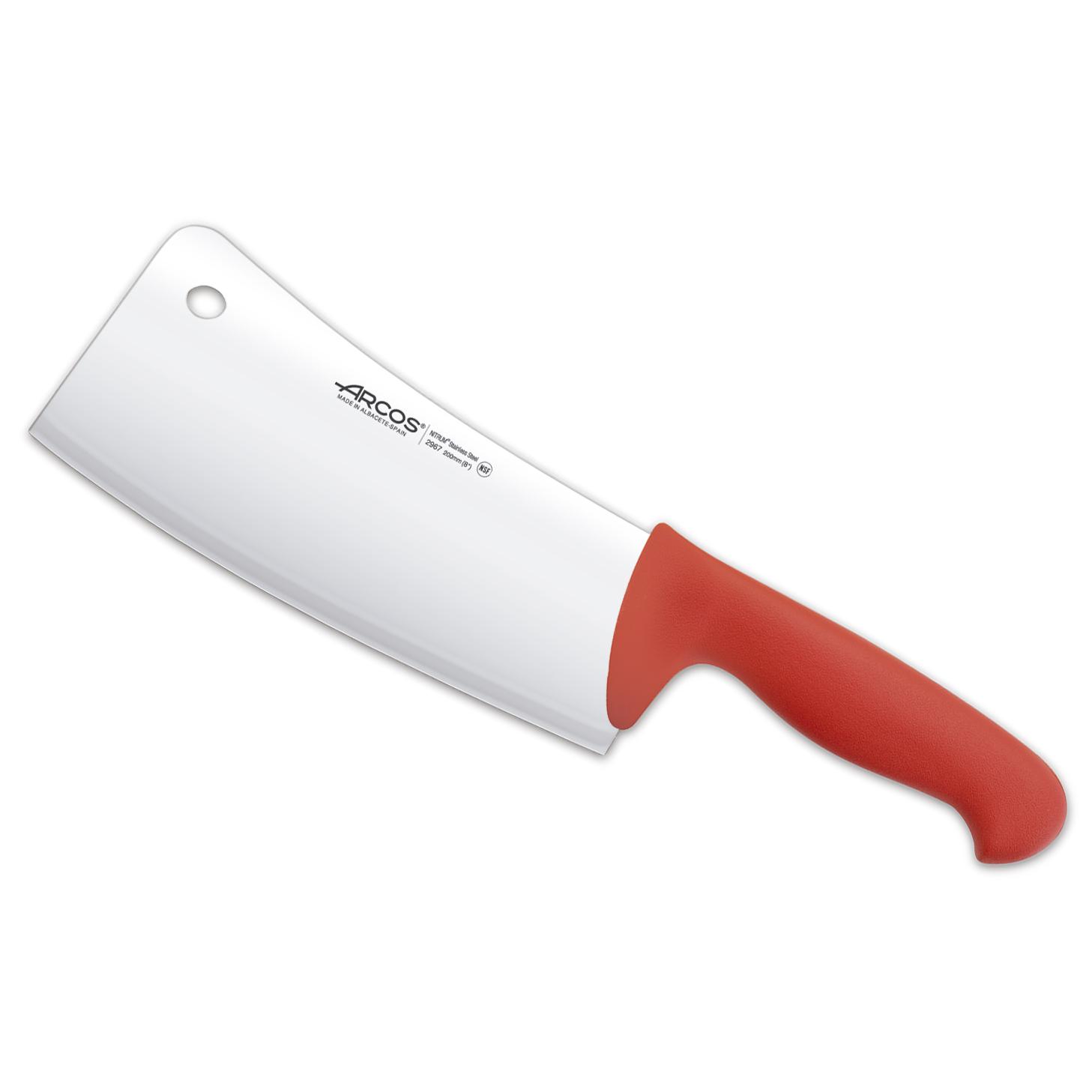 Arcos Cuchillo Carnicero Cleaver - Cuchillo Carnicero - Hoja Acero Inoxidable 9" - Mango Polipropileno - Plateado -istema Identificación Color - Resistente y Higiénico -erie 2900 - Color Rojo