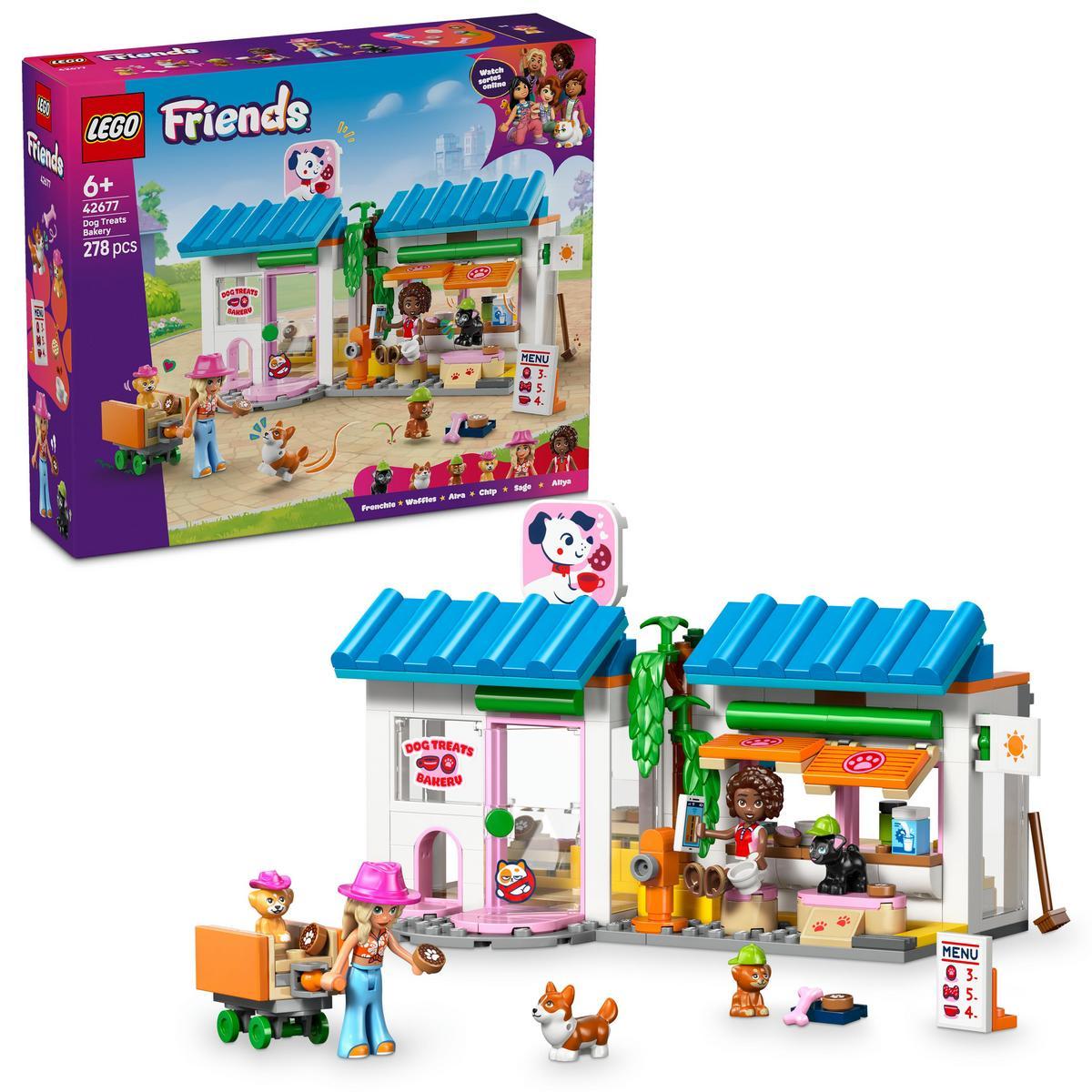 LEGO® 42677 Friends Pastelería de Dulces Caninos Juego de Construcción con 2 Minipersonajes y 4 Perros de Juguete