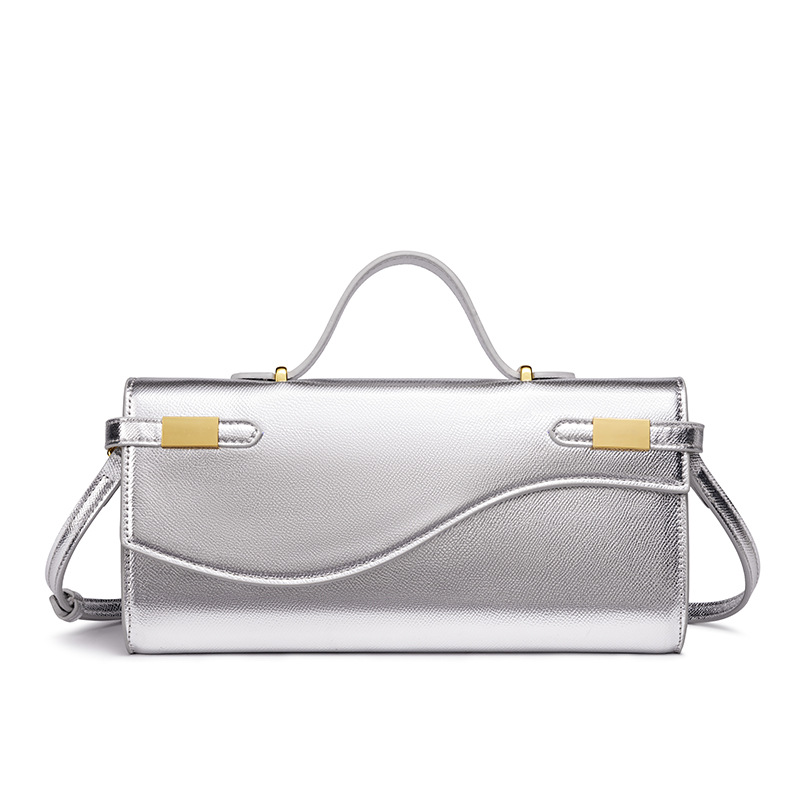 Bolso de hombro largo minimalista para viajes, color sólido, bolso de mano formal para mujer con correa desmontable