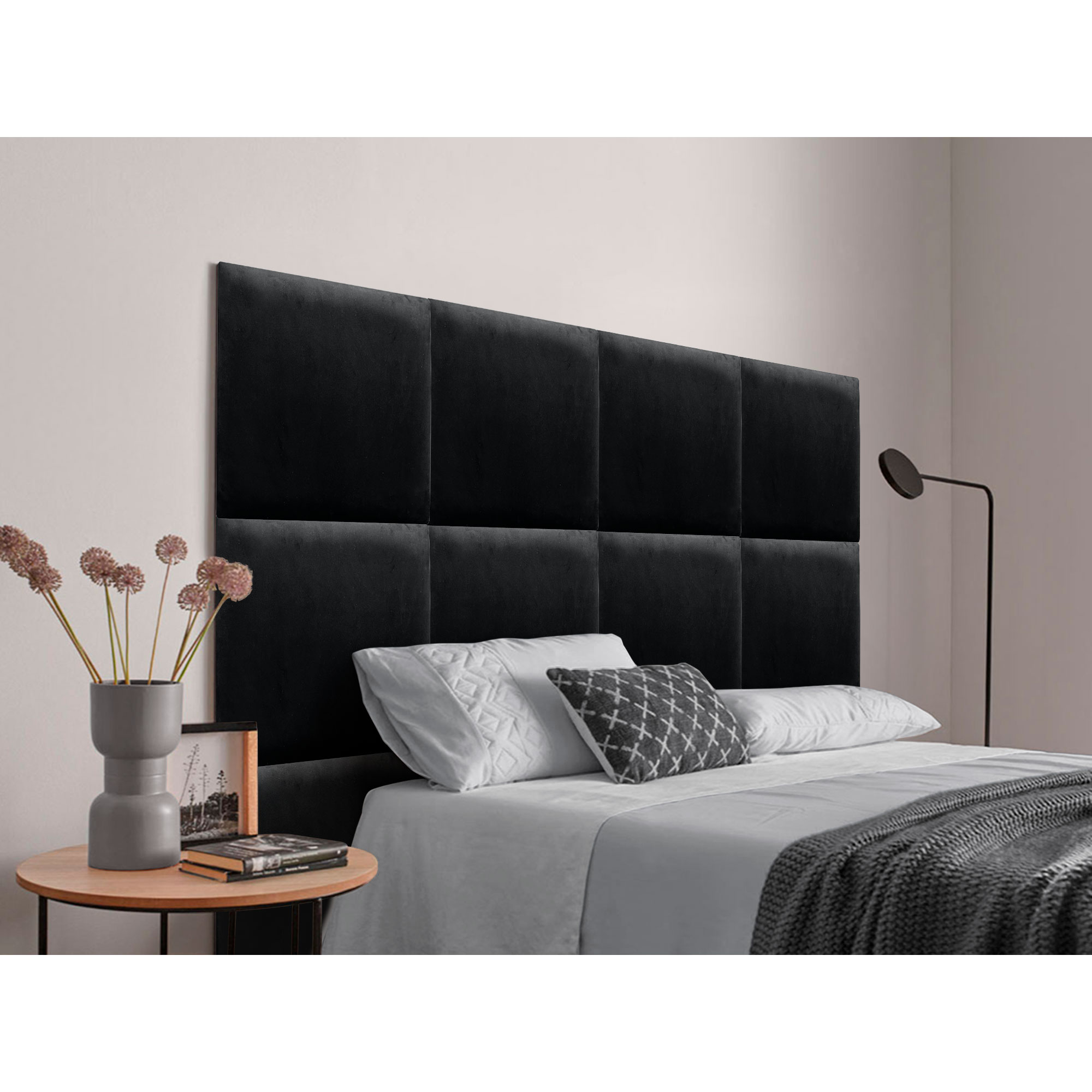 DHOME Cabecero Tapizado Compuesto de Paneles Autoadhesivos Intercambiables de Terciopelo Premium Cama Lujo Dormitorio Acolchado Segunda Gama de Colores