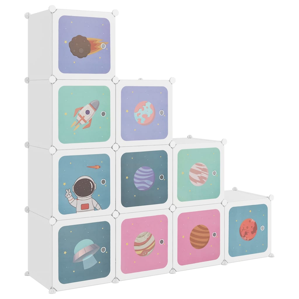 vidaXL Armario de almacenamiento infantil Cube con 10 cubos, PP blanco