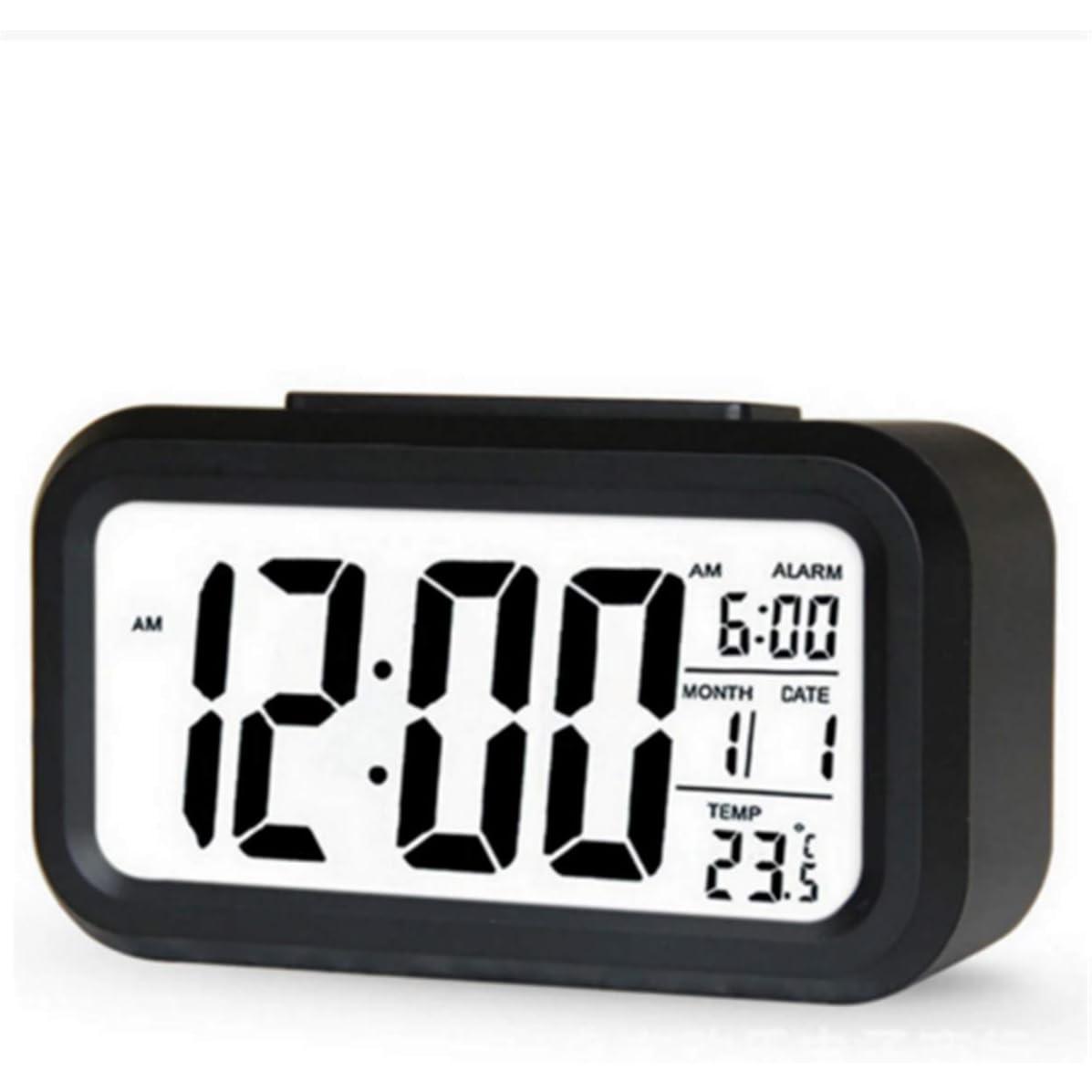 TK Reloj despertador digital TXY LED con retroiluminación, función de repetición, silenciamiento, calendario, electrónico de escritorio, luz de fondo, relojes de mesa, reloj de escritorio (negro)