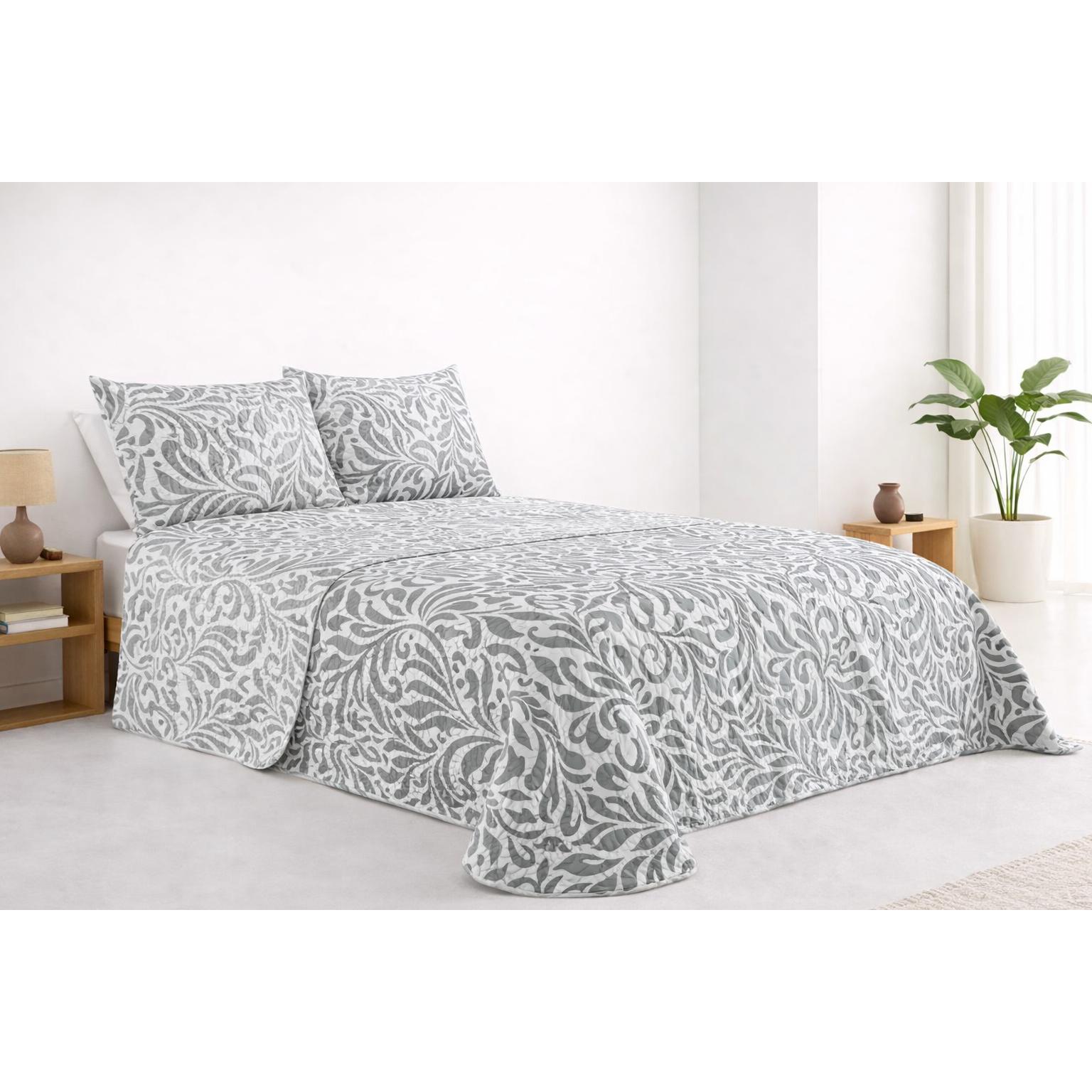 Colcha Bouti Estampado para Verano y Entretiempo, Colcha para Cama 100% Poliester, Colcha Cubre Cama para Cama 90/105/135/150/180cm, Suave, Blanco con Funda de Cojin 45x70cm. ✅ Entrega en 48-72h