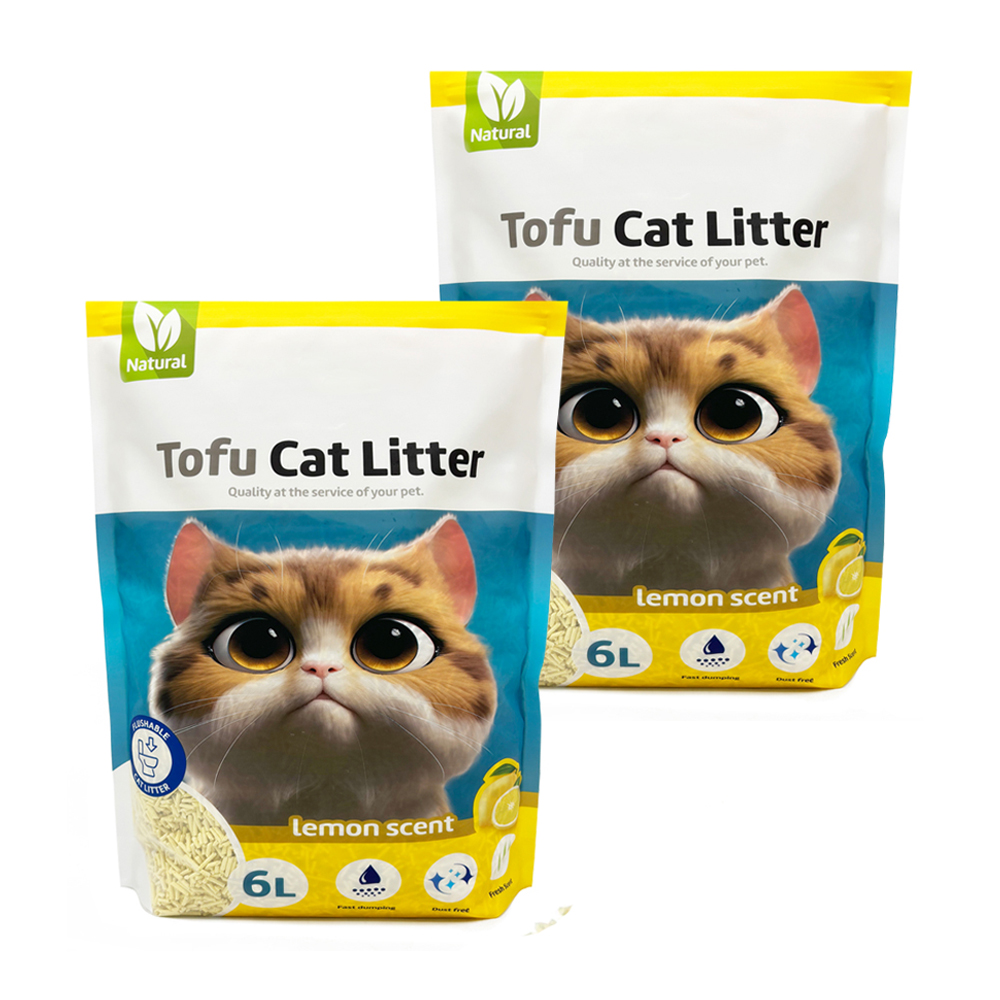 Arena Aglomerante para Gatos Arena de Tofu para Gatos sin Polvo Fácil de Aglomerar Controla los Olores se Lanza en el Inodoro Sabor Limon BPS-15455