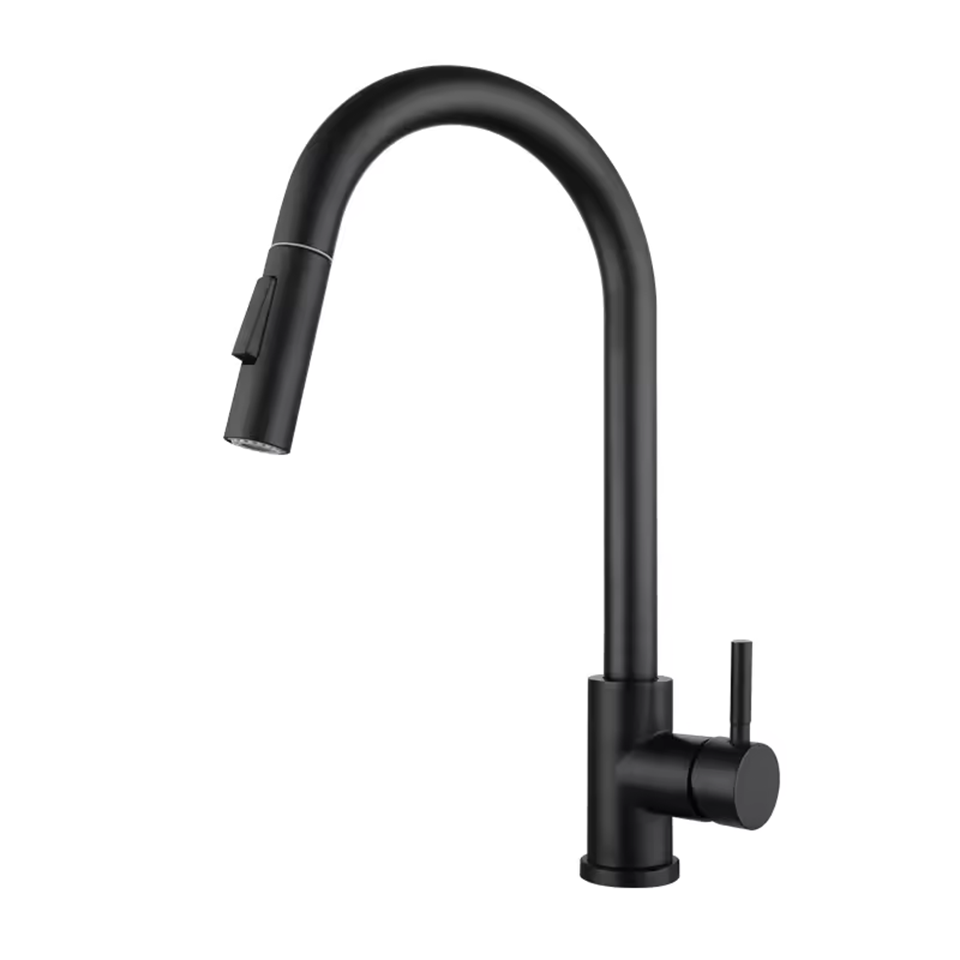 CA Grifo de Cocina Negro extraíble flexible, Boquilla de 2 Modos, grifo de Maple inoxidable