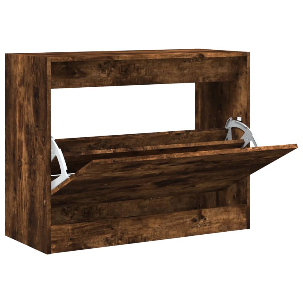 vidaXL Zapatero de madera de ingeniería roble ahumado 80x34x63 cm