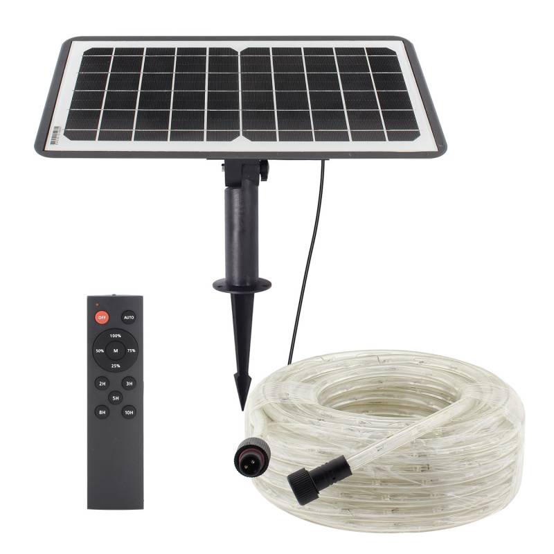 LEDBOX Kit Solar de Tira Led 3.2V-12AH, 360º, IP65, 20 metros, Blanco frío. Tiras LED y Neones, Tiras Led 12V-24V DC