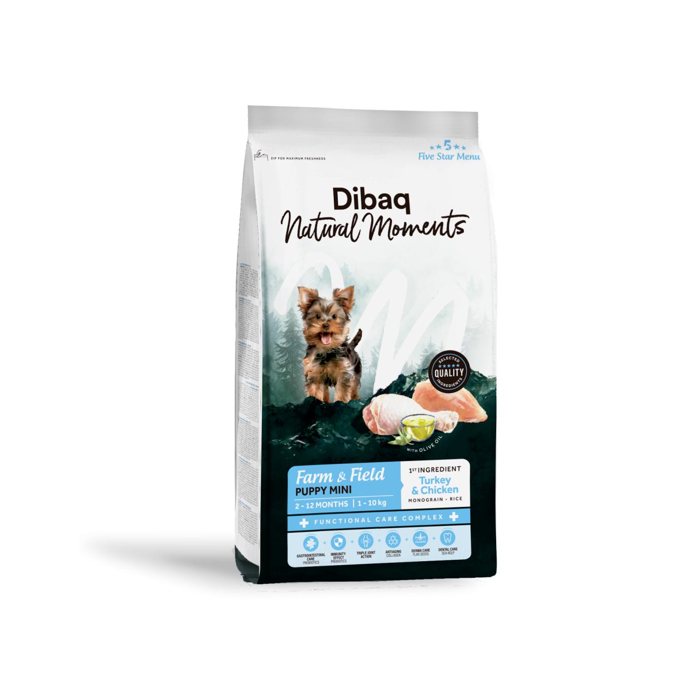 Dibaq Natural Moments 5 Star Pavo y Pollo Cachorro razas pequeñas