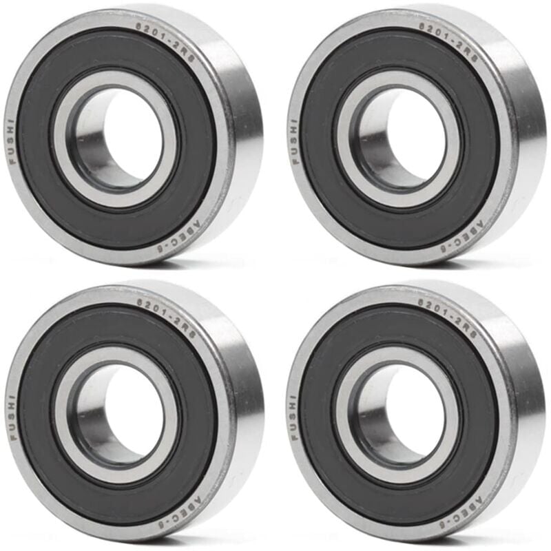CA Rodamiento de bolas 6201-2RS 12 x 32 x 10 mm - Doble sello de goma - ABEC 5 - Rodamiento de bolas prelubricado - Paquete de 4