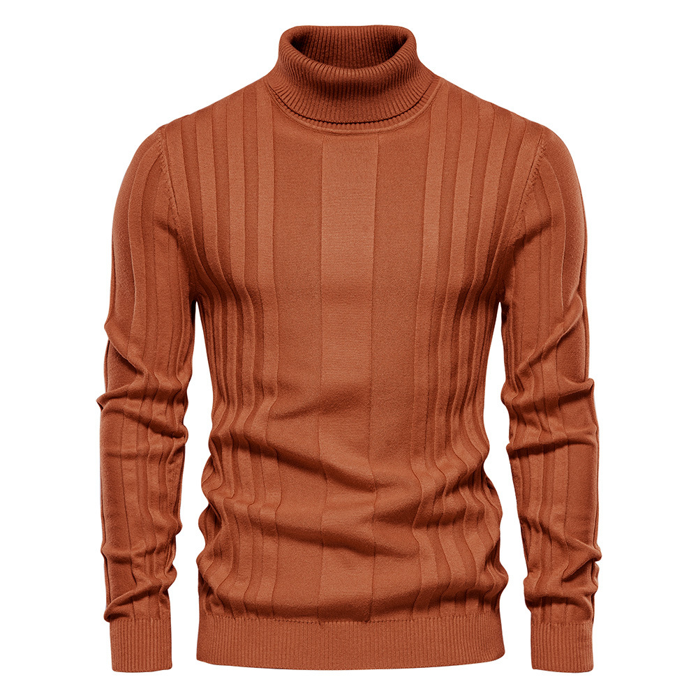 TK Suéter de punto informal de cuello alto para hombre, ideal para otoño/invierno. Prenda interior cálida, de color liso.