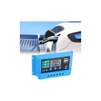 CA Controlador de carga solar fotovoltaica de 12 V a 24 V, adaptativo de bajo consumo, pantalla LCD, controlador solar PWM, regulador de panel solar de 20 A, DUBUNS