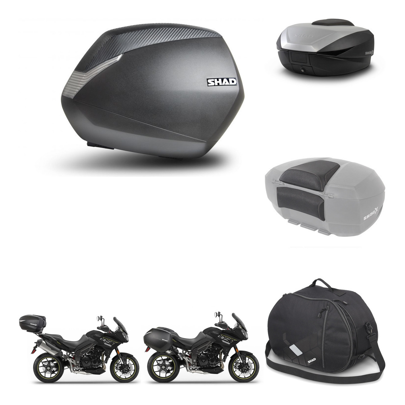 Baul Trasero + Maletas Laterales + Accesorios + Herraje 3P + Herraje Montaje Sh36 Sh 36 Sh59x Alu KIT-262612