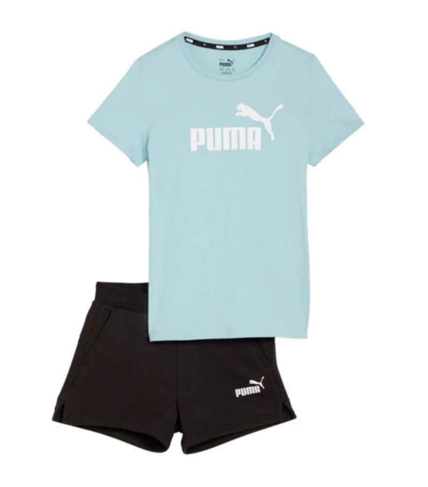 Conjunto PUMA 846936-22-Logo Tee & Shorts Set G-NIÑA-BLANCO