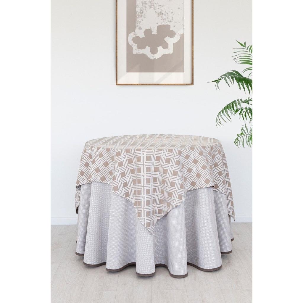 Set Falda Mesa Camilla Jacquard + Mantel 4049 Utopia Color Visón C/06, Pielsa