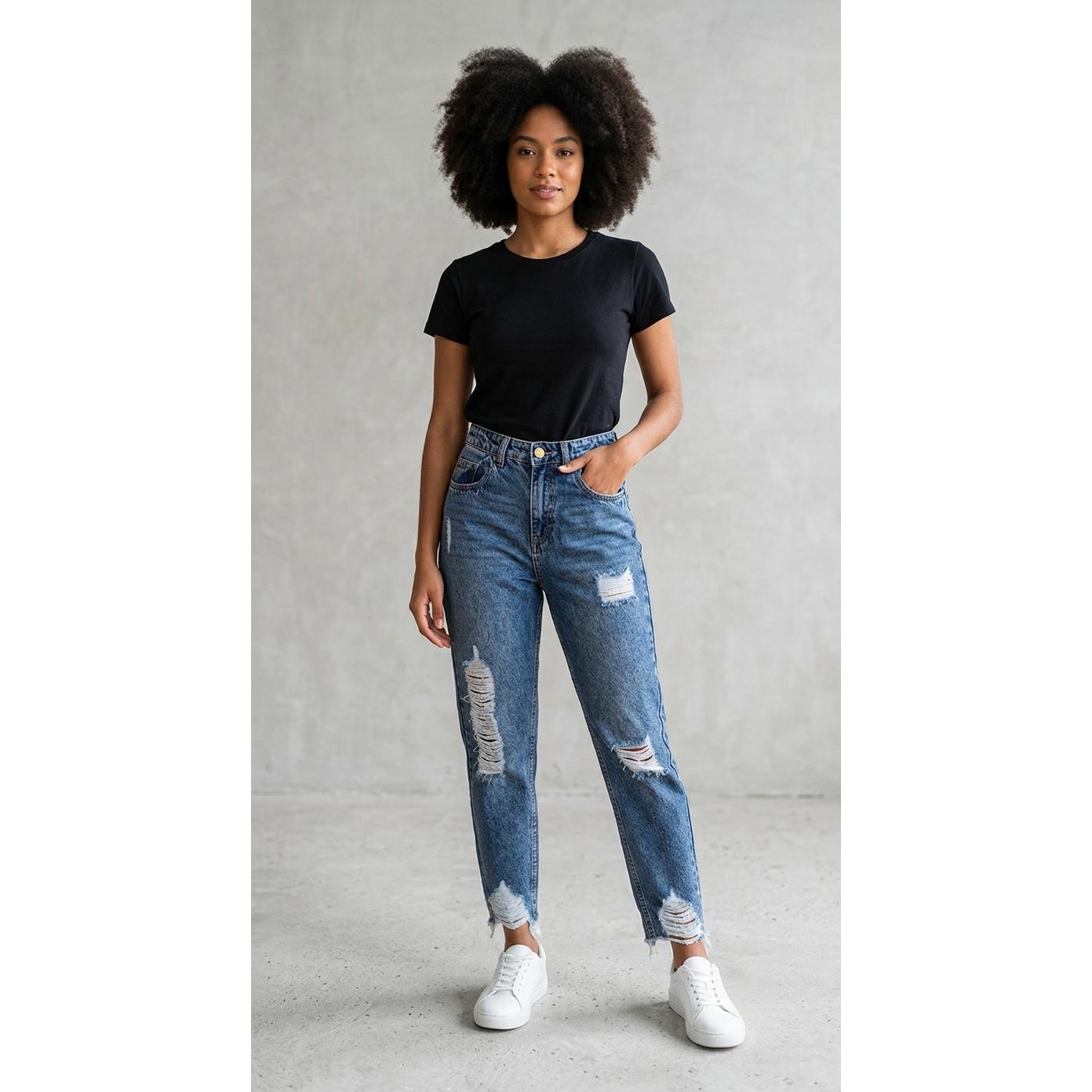Vaquero Cimarron modelo Carole para mujer · cintura media · mom fit · look contemporáneo- Tallaje en Pulgadas