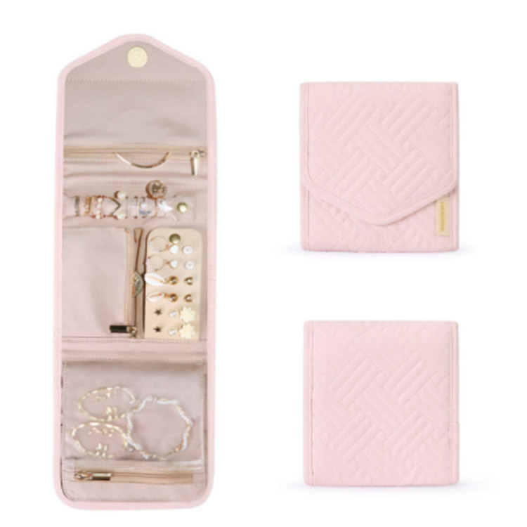 CA Bolsa de joyería, bolsa de cosméticos, bolsa de almacenamiento, rollo de joyería plegable, almacenamiento conveniente de joyas