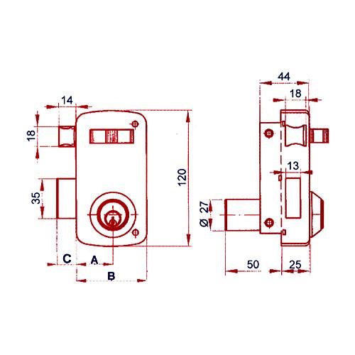 Cerradura sobreponer LINCE 5056A/60 HE izquierda