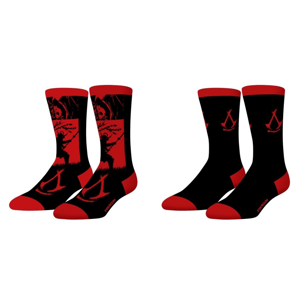 Pack de 2 Pares de Calcetines de Hombre ASC6, Multicolor, Assassin's Creed, Freegun