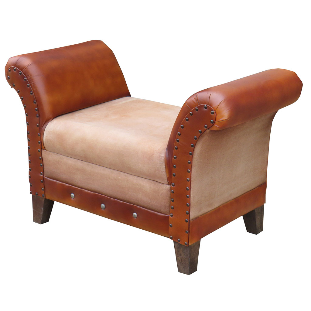 Wonderlust Deco - Banqueta tapizada marrón 88x49x62 Marrón 88x49x62h cm