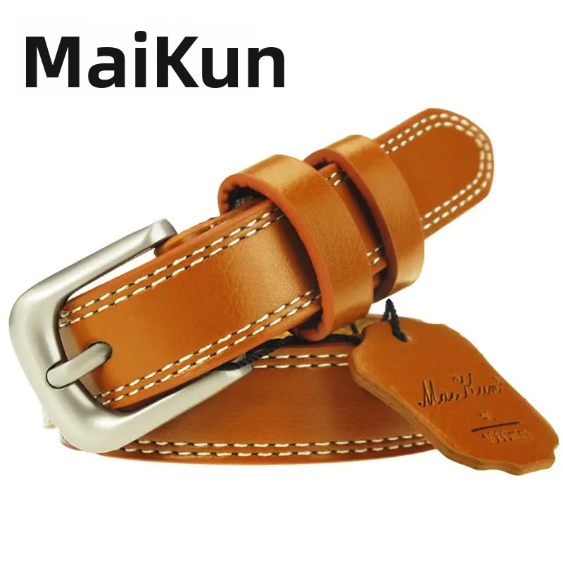 TK Cinturón De Cuero Genuino De Lujo Para Mujer Cinturón De Cintura Decorativo De Color Caramelo Estilo Simple Y Elegante